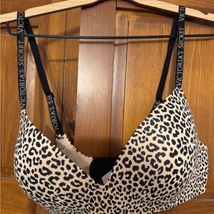 Victoria's Secret Black and Tan Animal Print Wireless Bra